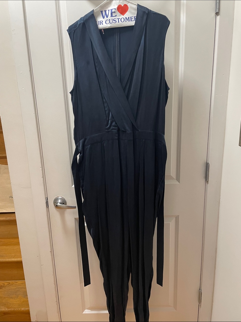 Lafayette 148 New York Navy Silk Sleeveless Jumpsuit